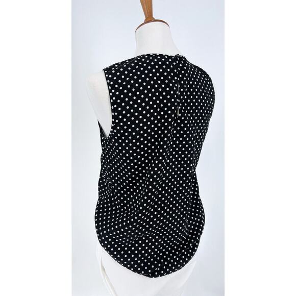 Michael Michael Kors Black and White Polka Dot Pleated Blouse Size Small - Picture 3 of 4